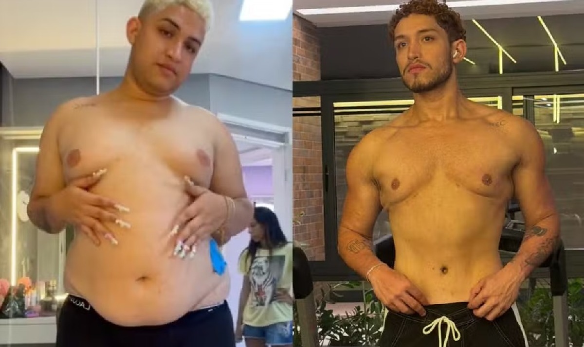 Yarley antes e depois de 57 quilos perdidos